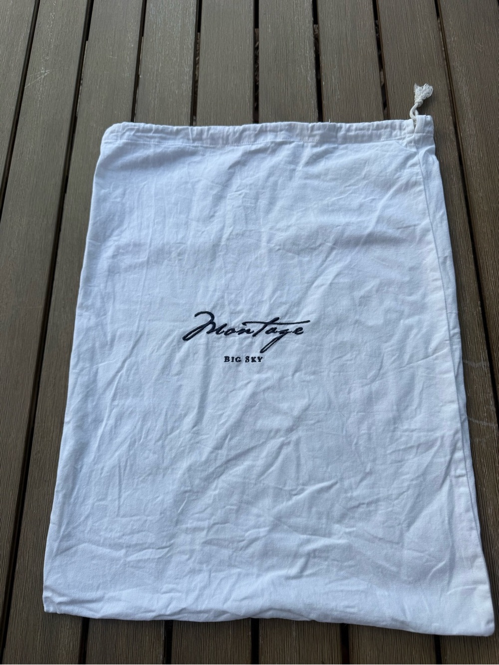 Montage Big Sky White Drawstring Cotton Travel Laundry Storage Bag